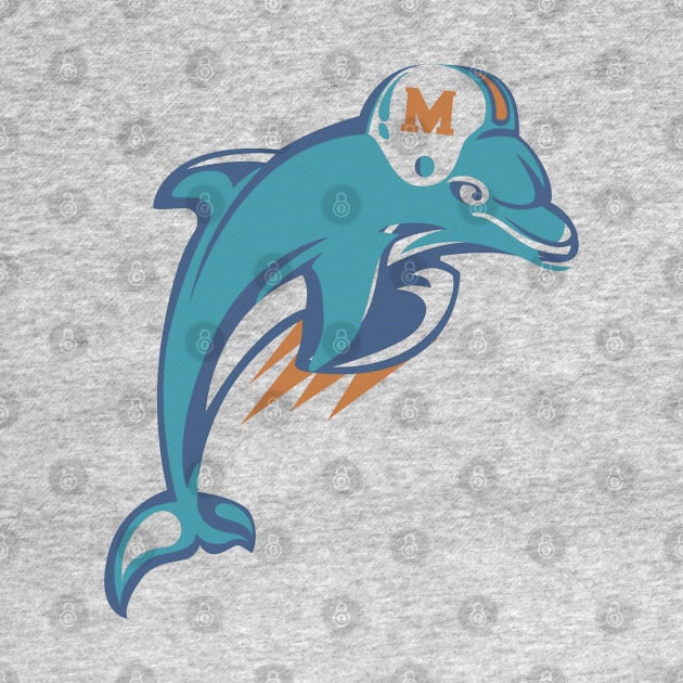 Dolphins Football Miami by Ilustra Zee Art